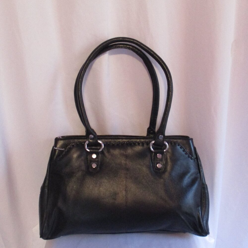 Leather Handbag Purse Tote Medium Satchel Double Handle Zipper Pockets